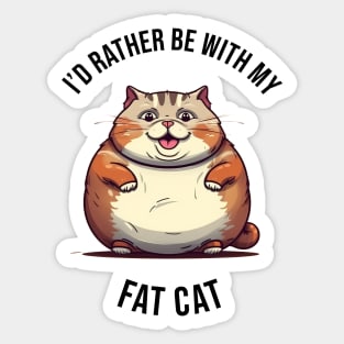 I'd rather be with my Fat Cat Sticker